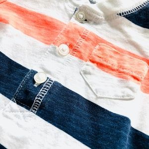 Carter's | Blue & Orange Striped Henley Romper